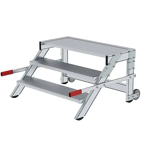 Munk  Arbeitsplattform Arbeitspodest fahrbar Aluminium geriffelt 1000mm Stufenbreite 3 Stufen