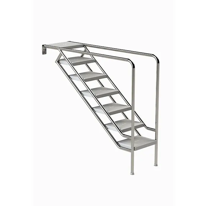 Ideal Eichenwald Anlegeleiter Pooltreppe Modell 08.3 Miami nur Unterteil Beckentiefe 1799mm 7 ABS-Stufen - Anzahl Tritte: 7 Stk., Belastbarkeit: 120 kg, Edelstahl - Edelstahl-Zugangstreppe mit grauen Anti-Rutsch-Stufen und Handläufen für sicheres Auf- und Absteigen.
