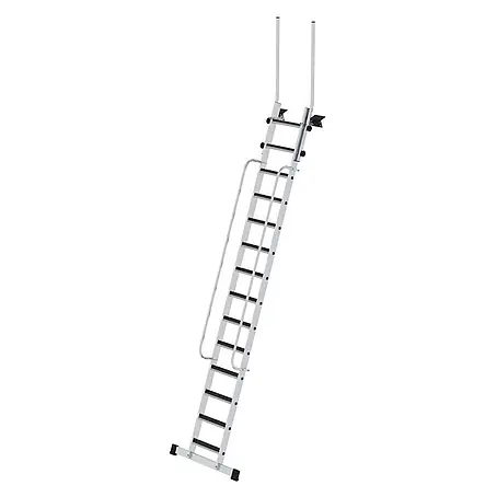 Munk  Anlegeleiter Geschossleiter 4,5m AH mit Clip-Step R13 und Handlauf 14 Stufen