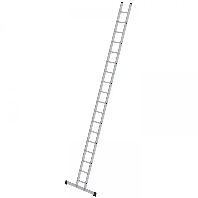 MUNK Anlegeleiter B35 mit Traverse 18 Sprossen -  - Silberfarbene Aluminiumleiter.