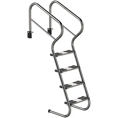 Ideal Eichenwald  Anlegeleiter Poolleiter Modell 53 Treppenleiter mit Sicherheitsstufe Leiterlänge 1297mm