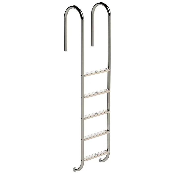 Ideal Eichenwald Anlegeleiter Poolleiter Modell 01 Tina Beckentiefe 1620mm 5 Stufen - Anzahl Tritte: 5 Stk., Belastbarkeit: 120 kg, Edelstahl - Edelstahl-Poolleiter mit gebogenen Handläufen und rutschfesten Stufen.