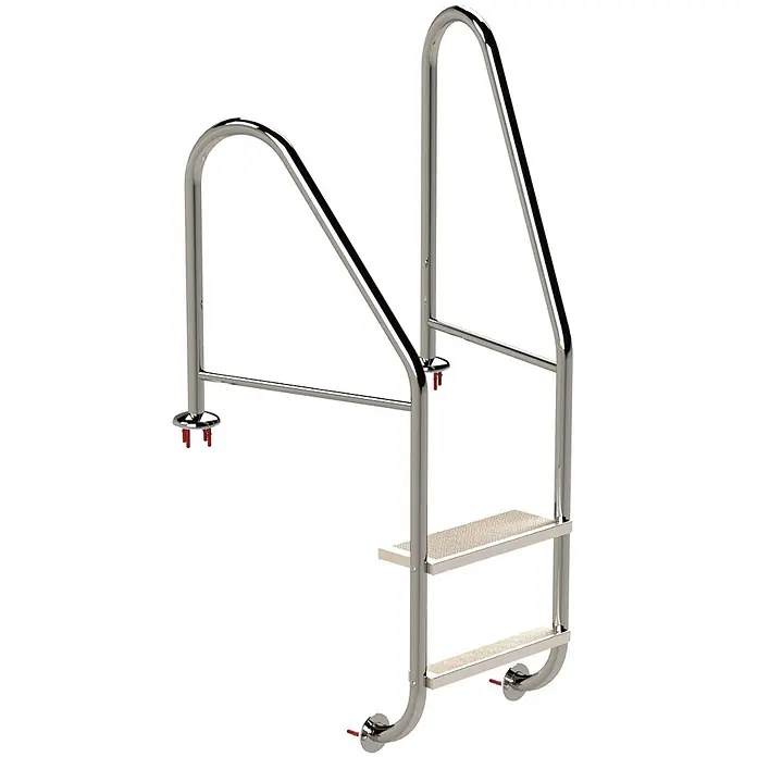 Ideal Eichenwald Anlegeleiter Poolleiter Modell 07 Marina Öffentlich Flanschmontage Beckentiefe 1060mm 3 - Anzahl Tritte: 3 Stk., Belastbarkeit: 120 kg, Edelstahl - Polierte Edelstahl-Schwimmbadleiter mit zwei Stufen.