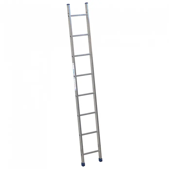 Facal Anlegeleiter Anlegeleiter STILO S100 8 Sprossen - Anzahl Tritte: 8 Stk., Arbeitshöhe: 3.360 m, Aluminium - Silberne Aluminium-Anlegeleiter mit blauen Endkappen.