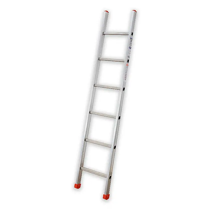 Facal Anlegeleiter Anlegeleiter S300 GENIA/S 6 Sprossen - Anzahl Tritte: 6 Stk., Arbeitshöhe: 2.950 m, Aluminium - Silberne Aluminiumleiter mit roten Schutzkappen.