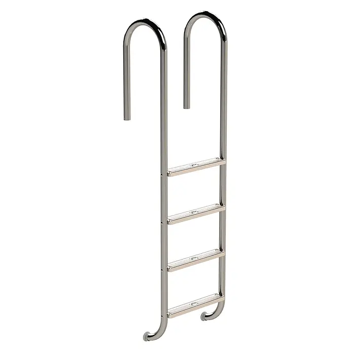 Ideal Eichenwald Anlegeleiter Poolleiter Modell 01 Tina Beckentiefe 1340mm 4 Stufen - Anzahl Tritte: 4 Stk., Belastbarkeit: 120 kg, Edelstahl - Glänzende Edelstahl-Poolleiter mit U-förmigen Handläufen und vier rutschfesten Stufen.