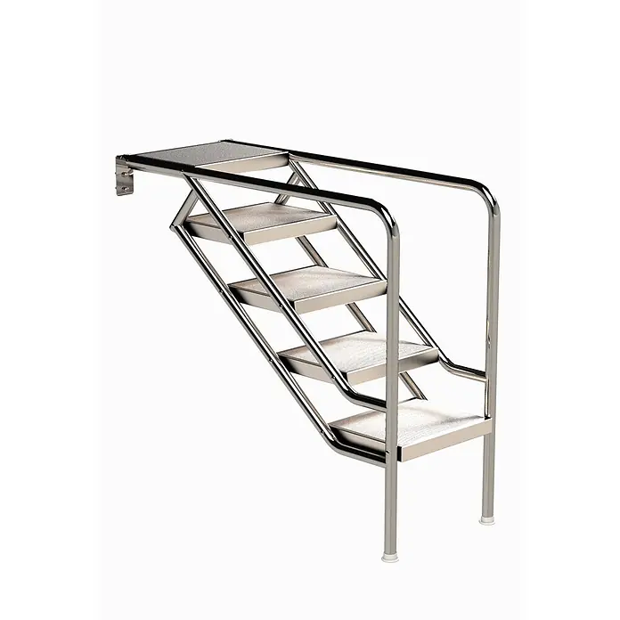 Ideal Eichenwald Anlegeleiter Pooltreppe Modell 08.3 Miami nur Unterteil Beckentiefe 1399mm 5 -Waffelblec - Anzahl Tritte: 5 Stk., Belastbarkeit: 120 kg, Edelstahl - Edelstahlstufen mit perforierten Trittflächen und Handlauf, ausgelegt für sicheren Zugang.