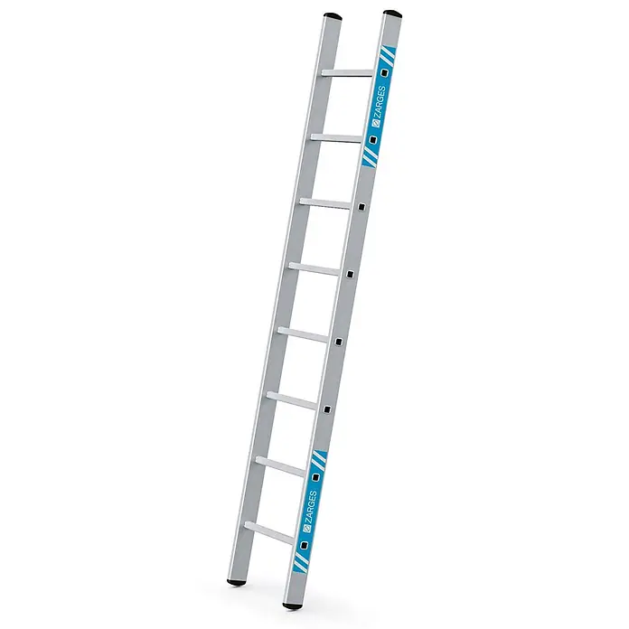 Zarges Anlegeleiter Stella L Anlegeleiter 8 Sprossen - Anzahl Tritte: 8 Stk., Arbeitshöhe: 3.350 m, Aluminium - Silberne Aluminium-Anlegeleiter mit schwarzen rutschfesten Füßen.