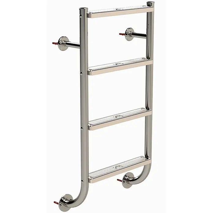 Ideal Eichenwald Anlegeleiter Poolleiter Modell 04 Tina geteilt nur Leiternteil 4 Stufen mit Flansch unte - Anzahl Tritte: 4 Stk., Belastbarkeit: 120 kg, Edelstahl - Wandmontierter, polierter Chrom-Leiterhandtuchwärmer mit strukturierten Stangen.