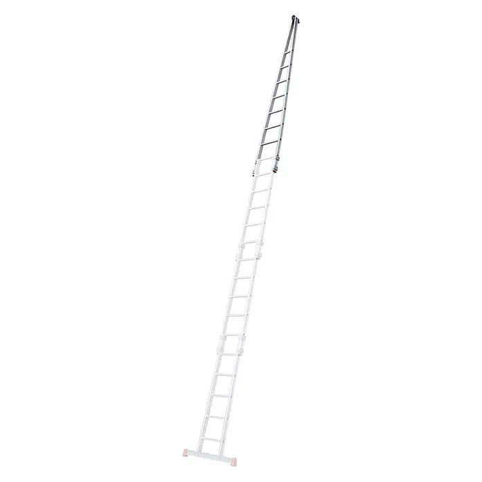 Siedra-Leitern Anlegeleiter Glasreinigerleiter 157 mit 8 Sprossen - Einzelteil Oberteil - Anzahl Tritte: 8 Stk., Aluminium - Ausgefahrene silberne Aluminium-Anlegeleiter mit roten und schwarzen Akzenten.