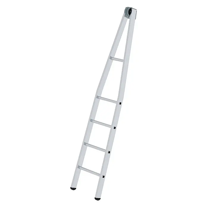 Munk Anlegeleiter Glasreinigerleiter Oberteil mit 4 Sprossen - Aluminium - Silberne Aluminium-Dachleiter mit Sprossen und einer Rolle oben zur leichten Bewegung.