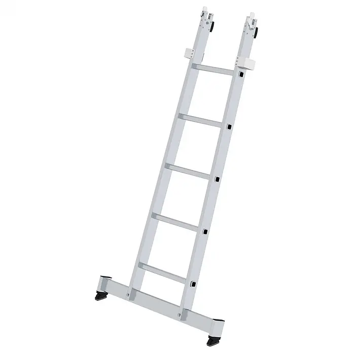 Munk Anlegeleiter Glasreinigerleiter Unterteil - Aluminium - Silberne Aluminium-Ausziehleiter mit verstellbaren Anti-Rutsch-Füßen.