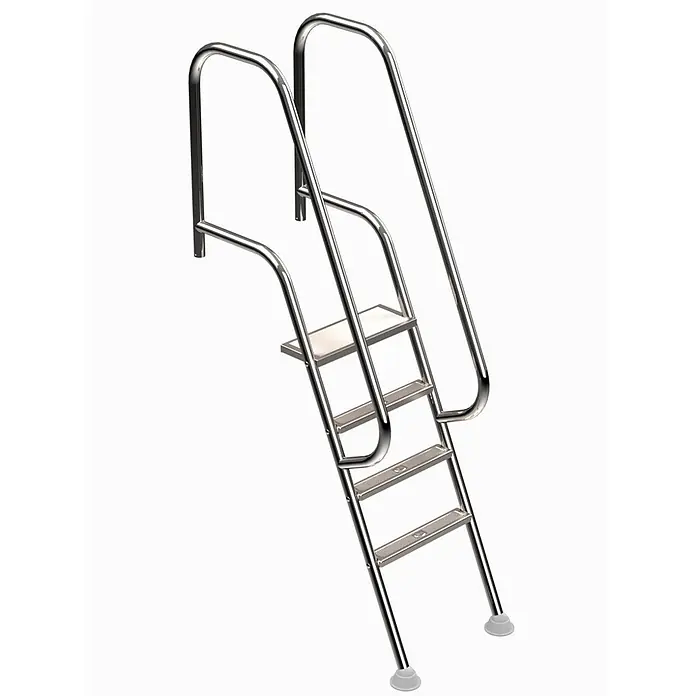 Ideal Eichenwald Anlegeleiter Poolleiter Modell 10 Florida Beckentiefe 1500mm Ausladung 700mm 5 Stufen - Anzahl Tritte: 5 Stk., Belastbarkeit: 120 kg, Edelstahl - Schwimmbadleiter aus Edelstahl mit vier rutschfesten Stufen und Handläufen.