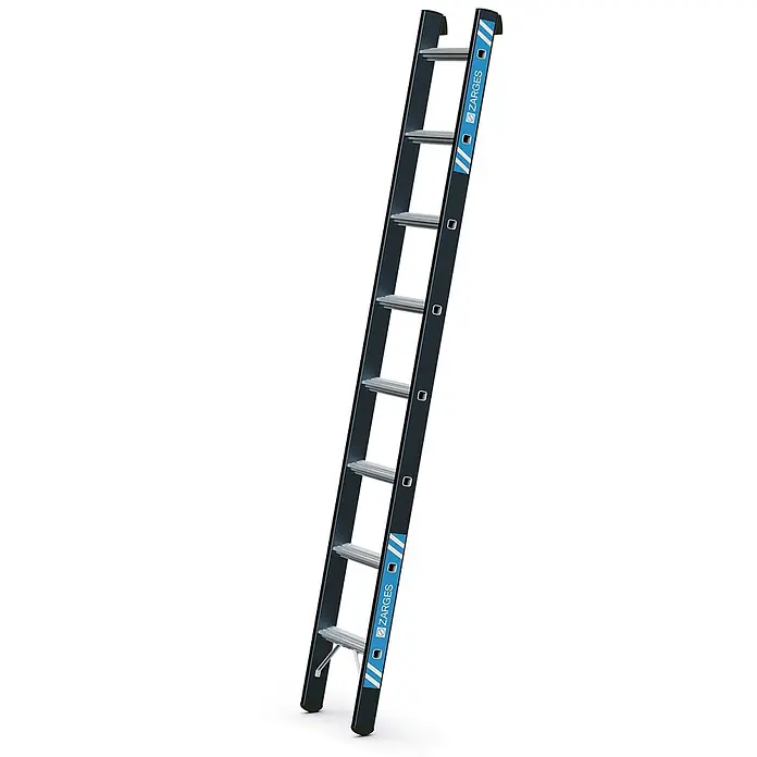Zarges Anlegeleiter SL Anlegeleiter Megastep L 8 Sprossen - Anzahl Tritte: 8 Stk., Arbeitshöhe: 3.150 m, Aluminium - Dunkelgraue ZARGES Leiter mit rutschfesten, strukturierten Sprossen, geeignet für den professionellen Einsatz.