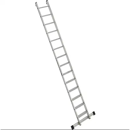 Euroline  Anlegeleiter Premium 30174 Alu Stufenanlegeleiter mit integriertem Anlegegummi 14 Stufen