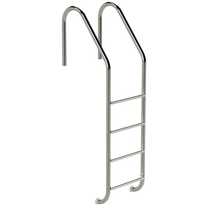 Ideal Eichenwald Anlegeleiter Poolleiter Modell 05 Marina Beckentiefe 1340mm 4 Stufen - Anzahl Tritte: 4 Stk., Belastbarkeit: 120 kg, Edelstahl - Edelstahl-Poolleiter mit drei Stufen und gebogenen Handläufen.