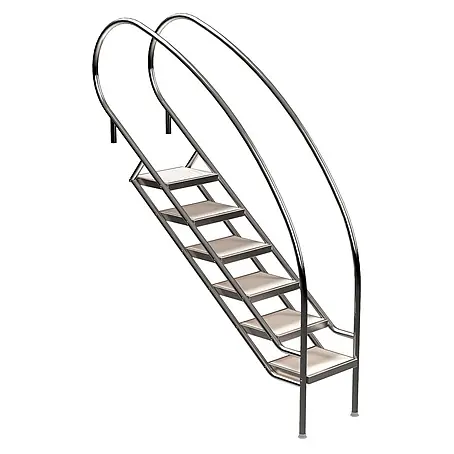 Ideal Eichenwald  Anlegeleiter Pooltreppe Modell 08.2 Miami Swing Beckentiefe 1399mm Ausladung 1338mm 6 -W