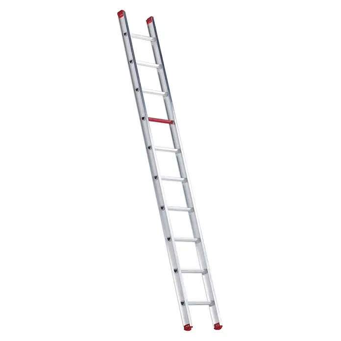 Altrex Anlegeleiter Atlas Anlegeleiter AER 10 Sprossen - Anzahl Tritte: 10 Stk., Arbeitshöhe: 3.850 m, Aluminium - Aluminiumleiter mit roten Endkappen und einer roten Sprosse.