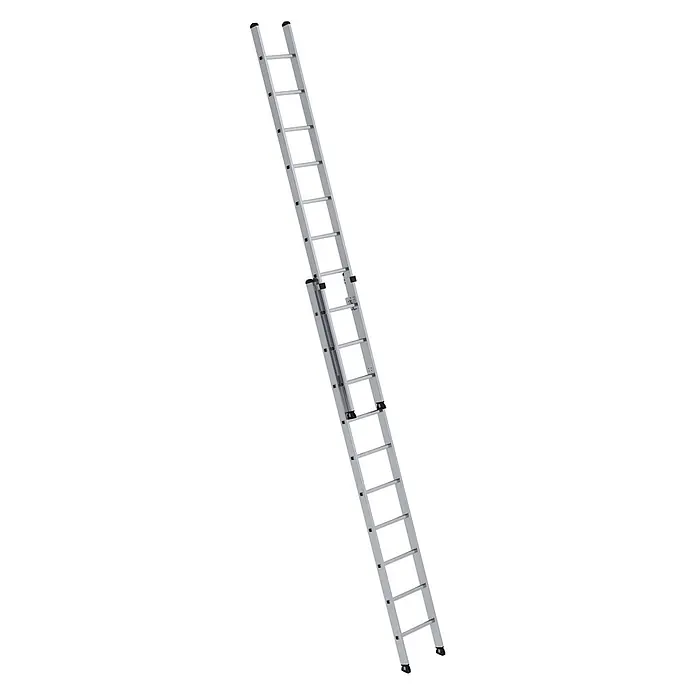 Munk Anlegeleiter Aluminium-Schiebeleiter 2-teilig ohne Traverse 2x10 Sprossen - Anzahl Tritte: 10 Stk., Arbeitshöhe: 6.000 m, Aluminium - Silberne Aluminium-Ausziehleiter mit zwei Abschnitten.
