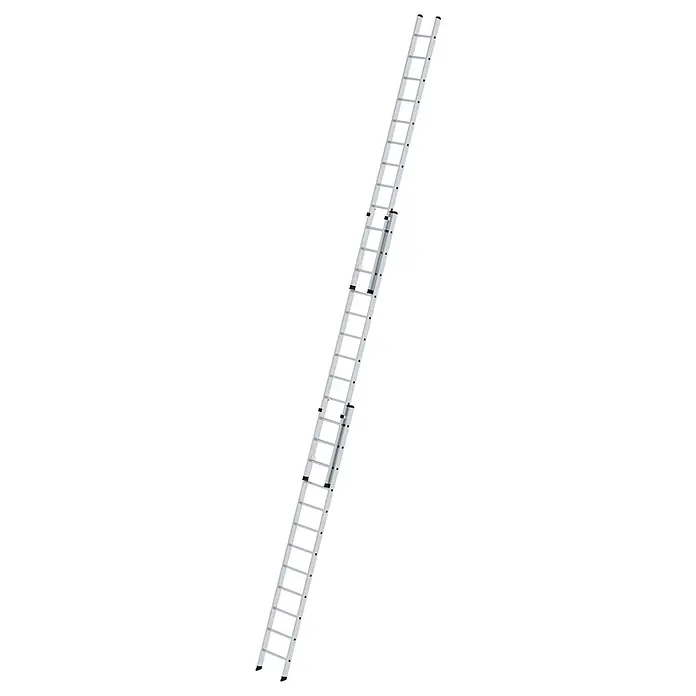 MUNK Aluminium-Schiebeleiter 3-teilig ohne Traverse 3x12 Sprossen -  - Silberne Aluminium-Ausziehleiter mit mehreren Abschnitten.