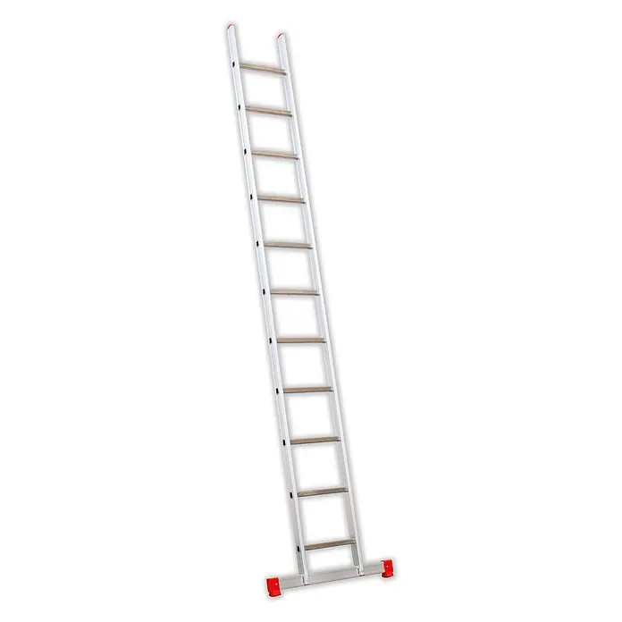 Facal Anlegeleiter Anlegeleiter S300 GENIA/S 11 Sprossen - Anzahl Tritte: 11 Stk., Arbeitshöhe: 4.450 m, Aluminium - Silberne Aluminiumleiter mit orangefarbenen Antirutschfüßen und breiter Basis für Stabilität.