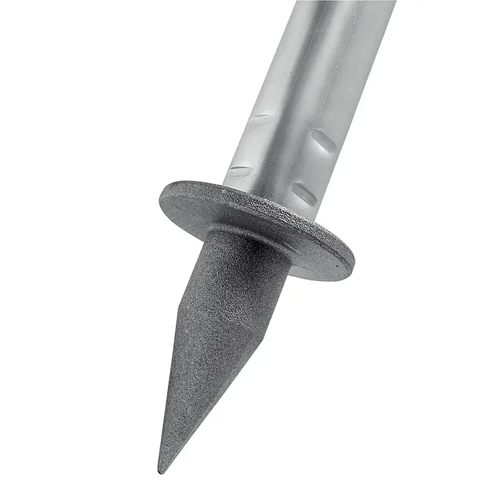 Hymer Anlegeleiter Obstbaumleiter 12 Sprossen - Anzahl Tritte: 12 Stk., Arbeitshöhe: 4.230 m - Erdanker aus silberfarbenem Metall mit spitzem Ende und breitem Bund.