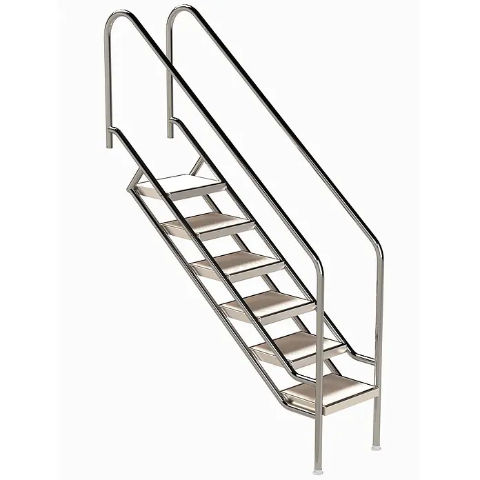 Ideal Eichenwald Anlegeleiter Pooltreppe Modell 08.1 Miami Beckentiefe 1399mm Ausladung 1338mm 6 Waffelbl - Anzahl Tritte: 6 Stk., Belastbarkeit: 120 kg, Edelstahl - Polierte Chrom-Zugangsstufen mit zwei Handläufen und rutschfesten Trittflächen.