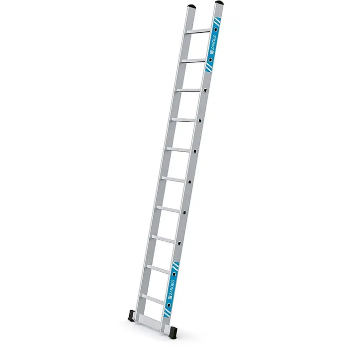 Zarges Anlegeleiter Stella L Anlegeleiter 10 Sprossen - Anzahl Tritte: 10 Stk., Arbeitshöhe: 3.900 m, Aluminium - Silberne Aluminium-Einfachleiter mit schwarzen rutschfesten Füßen.