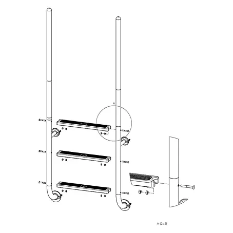 Ideal Eichenwald  Anlegeleiter Poolleiter Modell 23 Roma mit einschraubbaren Griffstangen Beckentiefe 1060