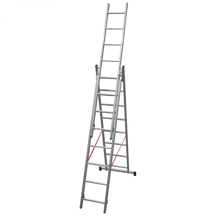 Facal Mehrzweckleiter Mehrzweckleiter STILO S100 3x8 Sprossen - Anzahl Tritte: 8 Stk., Arbeitshöhe: 6.000 m, Aluminium - Silberne Aluminium-Mehrzweckleiter in A-Rahmen-Konfiguration.