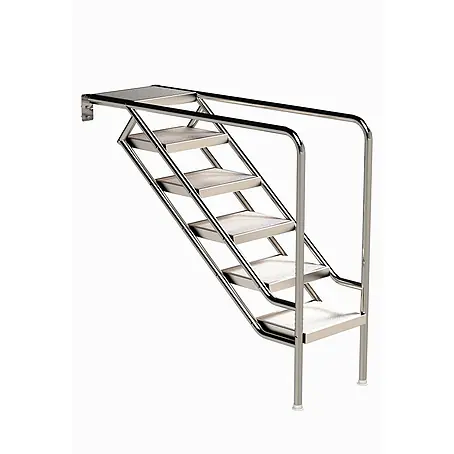 Ideal Eichenwald  Anlegeleiter Pooltreppe Modell 08.3 Miami nur Unterteil Beckentiefe 1599mm 6 -Waffelblec
