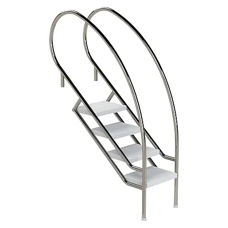 Ideal Eichenwald  Anlegeleiter Pooltreppe Modell 08.2 Miami Swing Beckentiefe 1199mm Ausladung 1088mm 4 AB