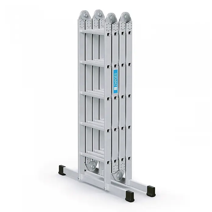 Zarges Mehrzweckleiter Vielzweckleiter Multimax M 2x3+2x4 Sprossen - Anzahl Tritte: 4 Stk., Arbeitshöhe: 4.950 m, Aluminium - Silberfarbene Aluminium-Mehrzweckleiter, für die Lagerung zusammengeklappt, mit großen Standfüßen. Mit „ZARGES“-Logo.