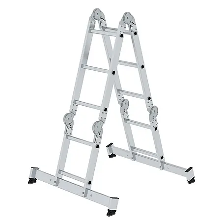 Munk  Mehrzweckleiter Vielzweckleiter mit Nivello® Traverse und Holzbelag 2x2 + 2x3 Sprossen