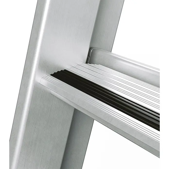 Zarges Mehrzweckleiter Mehrzweckleiter Skymaster Plus X 3x8 Stufen - Anzahl Tritte: 8 Stk., Arbeitshöhe: 6.550 m, Aluminium - Silberne Metallleiterstufe mit Anti-Rutsch-Rillen und schwarzem Einsatz, sicher am Holm befestigt.