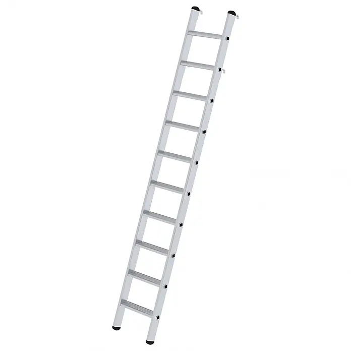 Munk Mehrzweckleiter Aluminium-Regalleiter einhängbar 10 Stufen - Anzahl Tritte: 10 Stk., Arbeitshöhe: 3.800 m, Aluminium - Silberne Aluminium-Anlegeleiter mit mehreren Sprossen.