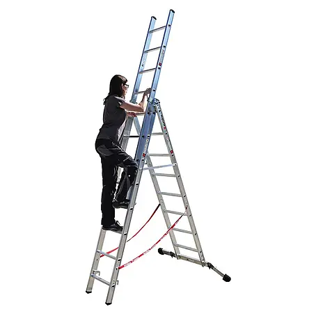 Euroline  Mehrzweckleiter Premium 30766 Mehrzweckleiter, 3-teilig 3x10 Sprossen mit Vario-Traverse