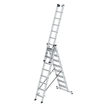 Munk  Mehrzweckleiter Stufen- Mehrzweckleiter mit Wandlaufrollen und Nivello® Traverse 3x8 Stufe