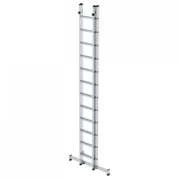 Munk Mehrzweckleiter Mehrzweckleiter 2-teilig 2x12 Sprossen - Anzahl Tritte: 12 Stk., Arbeitshöhe: 7.200 m, Aluminium - Zweiteilige Aluminium-Anlegeleiter mit Stabilisator.
