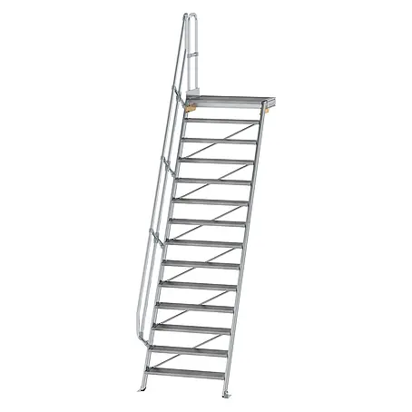 Munk  Raumspartreppe Treppe mit Plattform 60° inkl. einen Handlauf, 1000mm Stufenbreite, 14 Stu