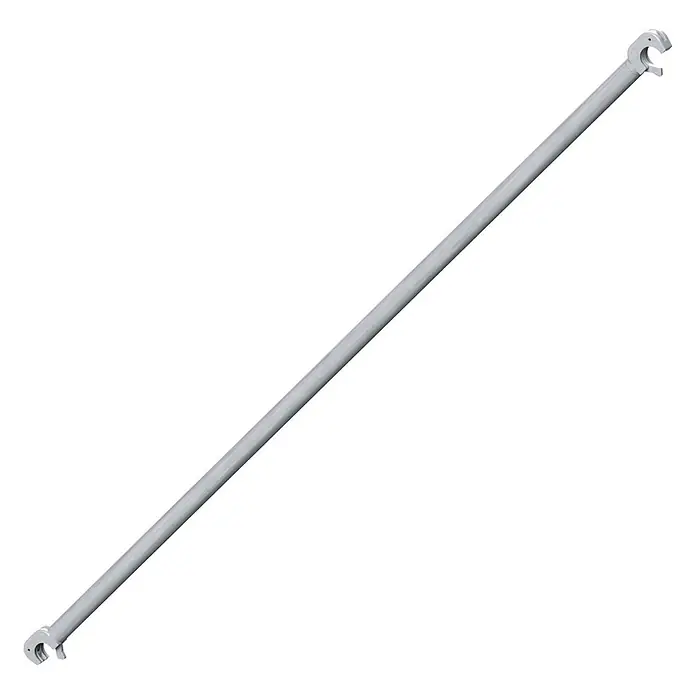 Zarges Rollgerüst Diagonalstrebe für PaxTower -  - Graue Metall-Gerüststange mit hakenförmigen Verbindungsstücken an beiden Enden.