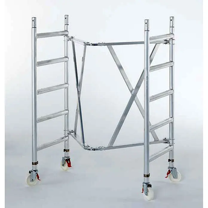 Zarges Rollgerüst Kleingerüst CompactMaster 2T doppelte Plattformbreite 2,95m AH (DIN EN 100 (Arbeitshöhe: 2.950 m) -  - Mobiles Aluminium-Rollgerüst mit Rädern, Leiterteilen und Querstreben.