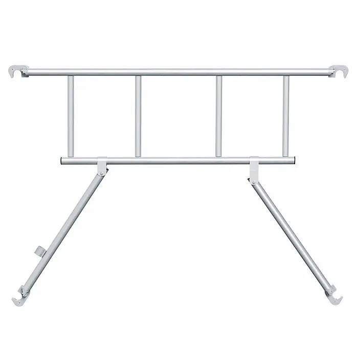 Zarges Rollgerüst Vorlaufendes Geländer S-PLUS 1,80m lang für PaxTower 0,72m breit -  - Silbernes Gerüstgeländer aus Metall mit Diagonalstreben und Haken.