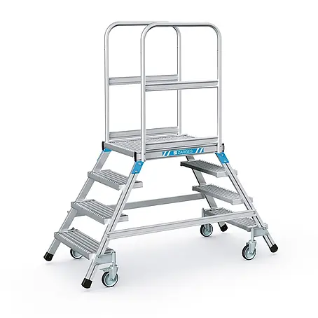 Zarges  Podestleiter Podestleiter fahrbar mit 2x4 Stahl-Gitterrost-Stufen