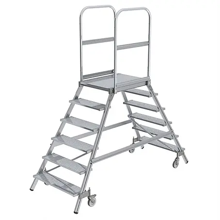 Munk  Podestleiter Podestleiter fahrbar Aluminium geriffelt 2x6 Stufen