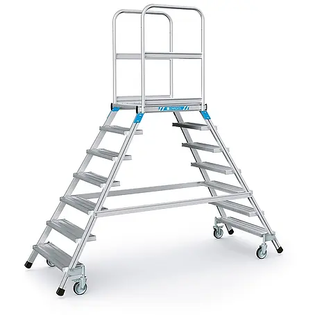 Zarges  Podestleiter Podestleiter fahrbar mit 2x7 Leichtmetall-Stufen
