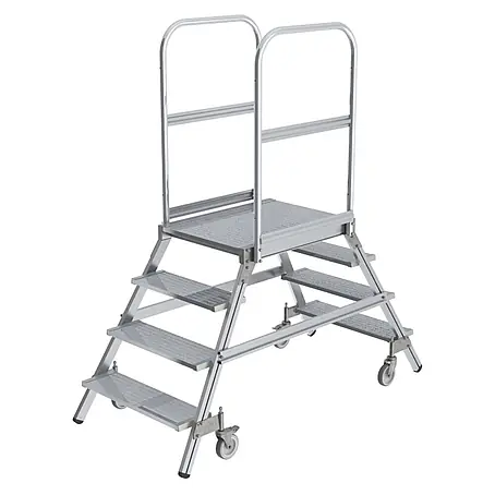 Munk  Podestleiter Podestleiter fahrbar Aluminium geriffelt 2x4 Stufen