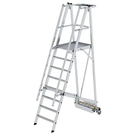 Munk  Podestleiter Podestleiter fahrbar mit schmaler Traverse 8 Stufen