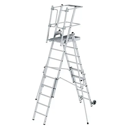 Munk  Podestleiter Plattformleiter FlexxStep 6 Sprossen mit Teleskopaufsatz plus 3 Sprossen
