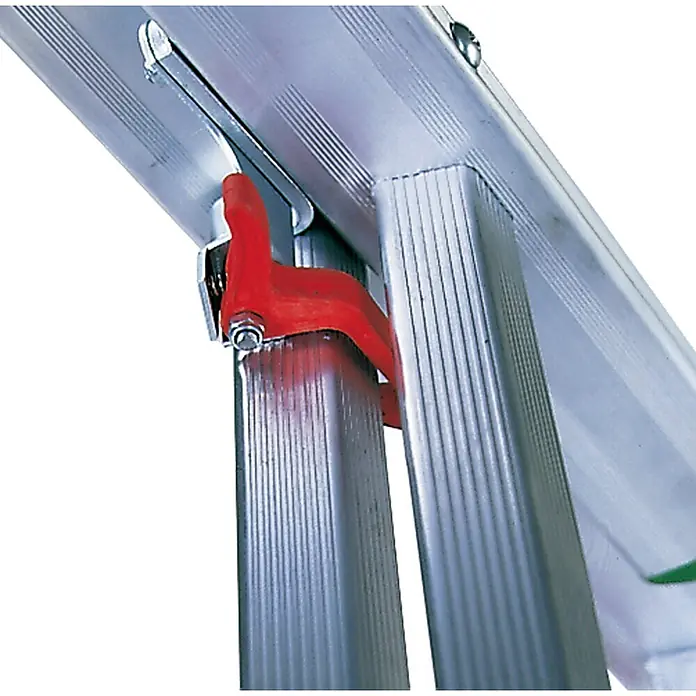 Facal Schiebeleiter Schiebeleiter PRIMA S600 2x11 Sprossen - Anzahl Tritte: 11 Stk., Arbeitshöhe: 6.810 m, Aluminium - Roter Verriegelungsmechanismus verbindet silberne Aluminium-Leiterteile.